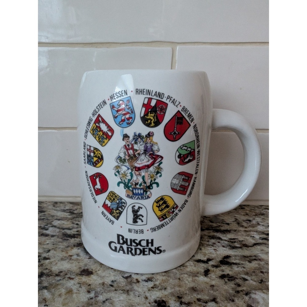 Vintage Busch Gardens Porcelain Stein Tankard Mug 0.5L German Germany Reutter